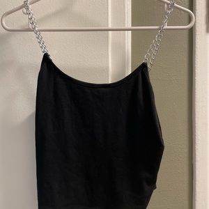 Black crop top with chains as straps